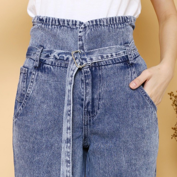 Celana Jeans Wanita Cewek Bf Boyfriend Hw Highwaist Cutbray Warna Korea Hit AG444 Bjd - Celana Boyf