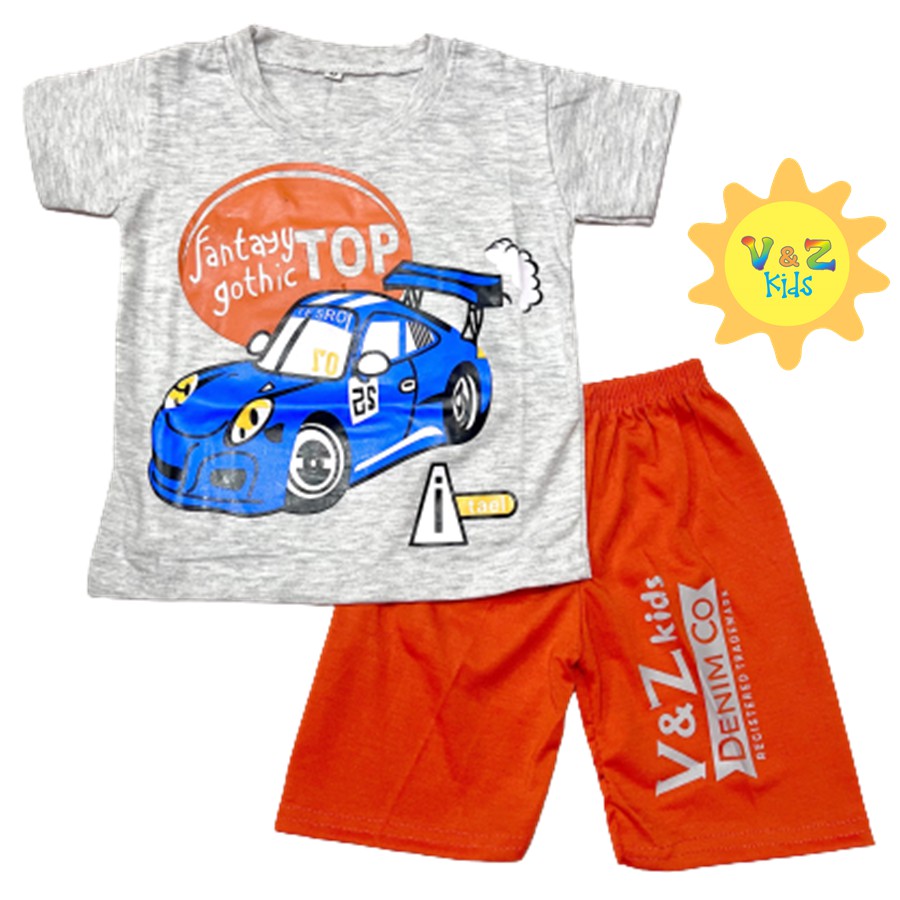 setelan anak laki laki/kaos anak motif mobil/baju anak laki laki/atasan anak/celana anak laki laki