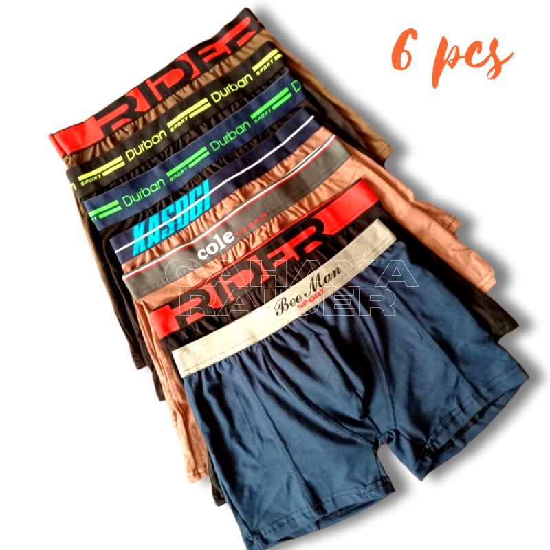 CRD Celana Dalam Pria Boxer katun 6 pcs M L XL XXL