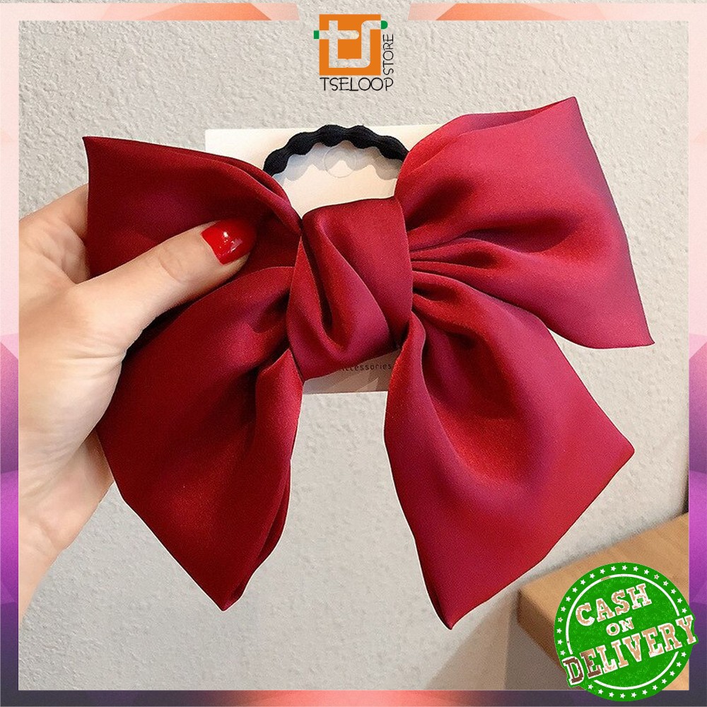 OFM-C160 Ikat Rambut Pita Besar Kuncir Rambut Hairband Aksesoris Wanita Kunciran Rambut Korea Style-PITA MERAH