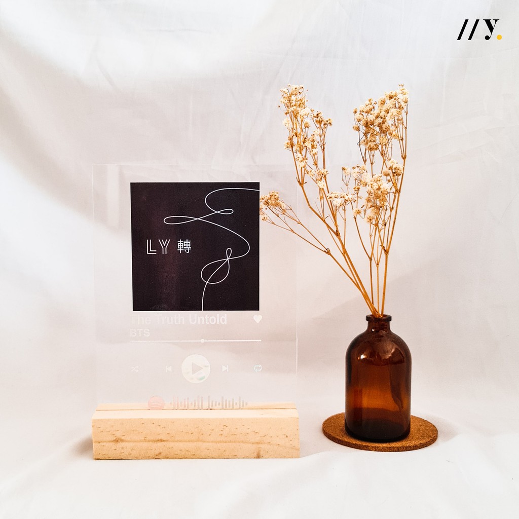 DISC% Custom Acrylic Spotify Art + Stand Kayu LED Premium
