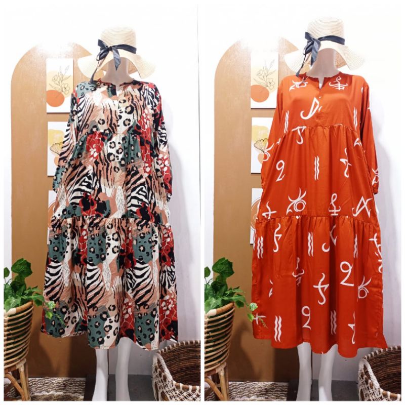 MIDI DRESS BUSUI/ GAMIS PANJANG RAFFLE LENGAN KARET