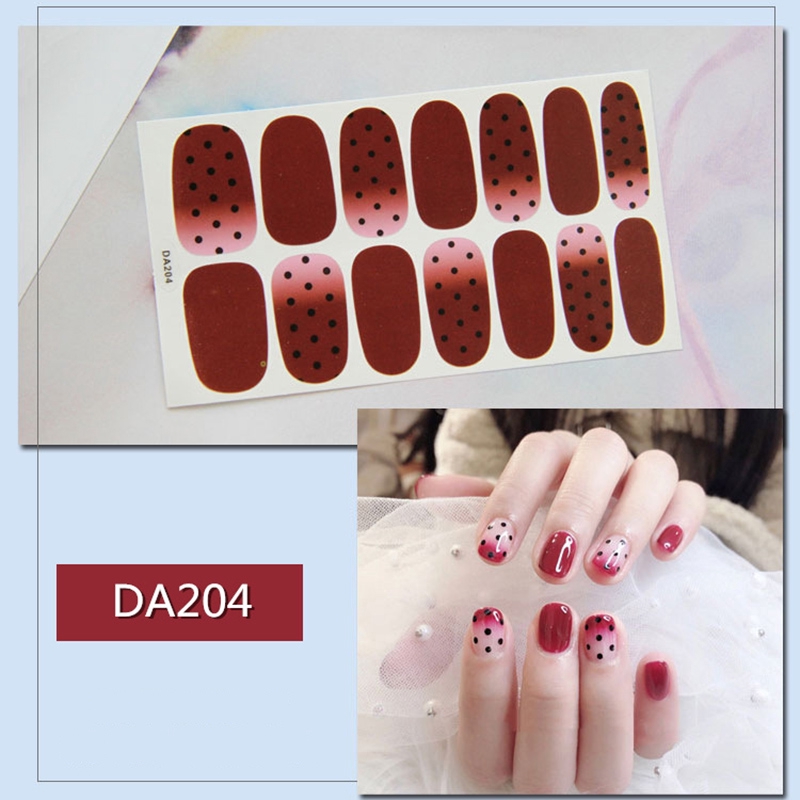 Da201-220 14pcs/lembar Stiker Kuku Palsu 3d Bronzing Untuk Nail Art Diy