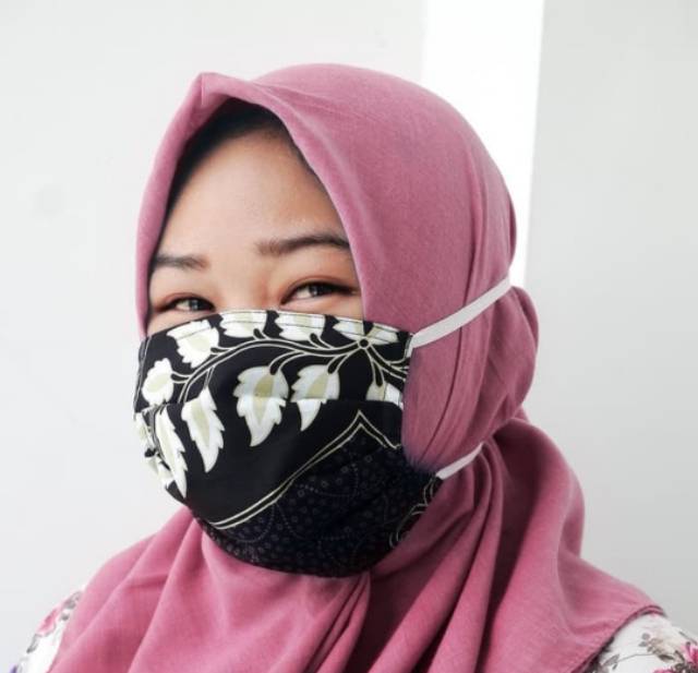 MASKER NON MEDIS FULL KATUN | MASKER  MOTIF BATIK MODEL HIJAB