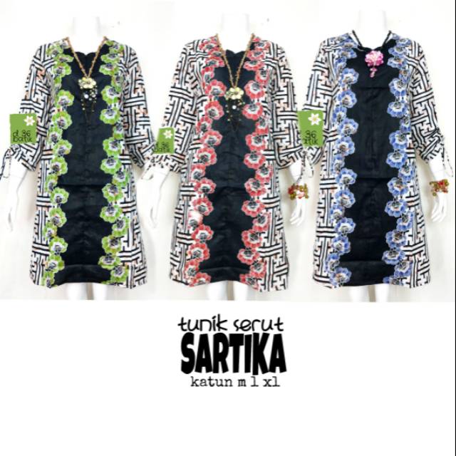 Tunik serut SARTIKA Atasan baju batik wanita kerja kalem cantik