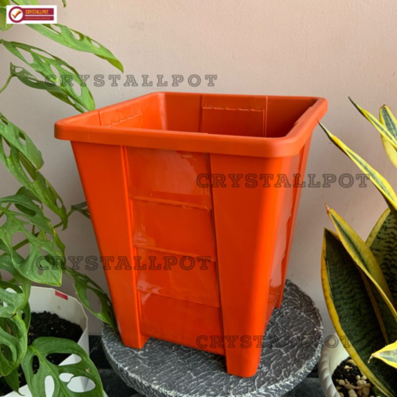 pot bunga tanaman kotak tinggi diameter 26cm - SINOVAC 03 MERAH BATA