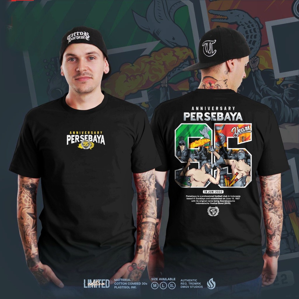 Kaos Anniversary Persebaya Surabaya 95 Tshirt Suporter Bola Baju Distro  kaos persebaya  deoan belak