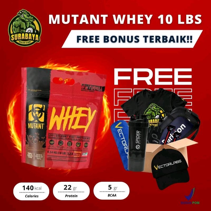 Mutant Whey 10 Lbs Mutan 100% Gourmet Whey Protein Isolate Mix 10Lbs BPOM