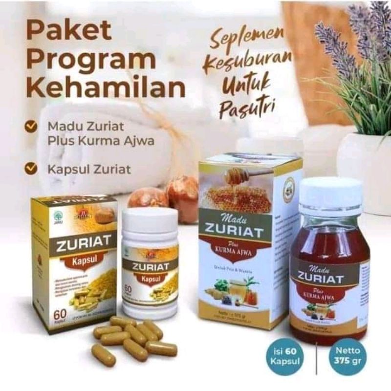 

Paket Program kehamilan (Madu Zuriyat Ajwa dan Kapsul Zuriyat)