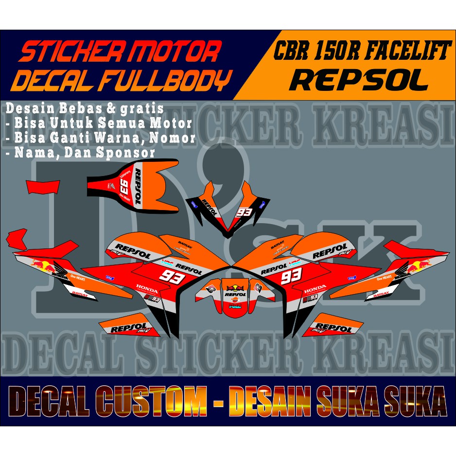 decal cbr 150r facelift decal cbr 150 r new decal cbr 150r full body stiker motor cbr 150r repsol