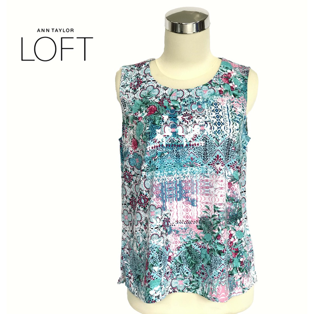 Blouse Wanita - LOFT Sleeveless Green Floral Print Original (TT-62)