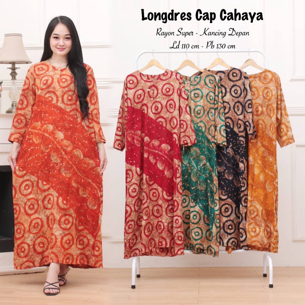 Longdress Wanita Batik Cap Malaman Dress Rayon Tebal Busui Kekinian Terbaru