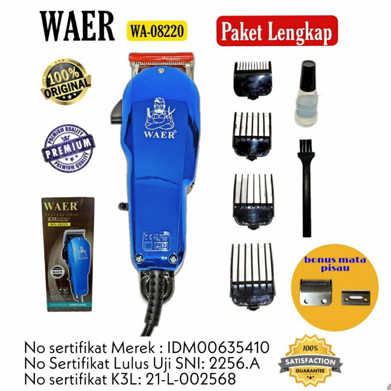 [ WAER ] Alat Cukur Rambut / Mesin Cukur Rambut Hair Clipper Professional Corded Clipper WA - 08220 Original