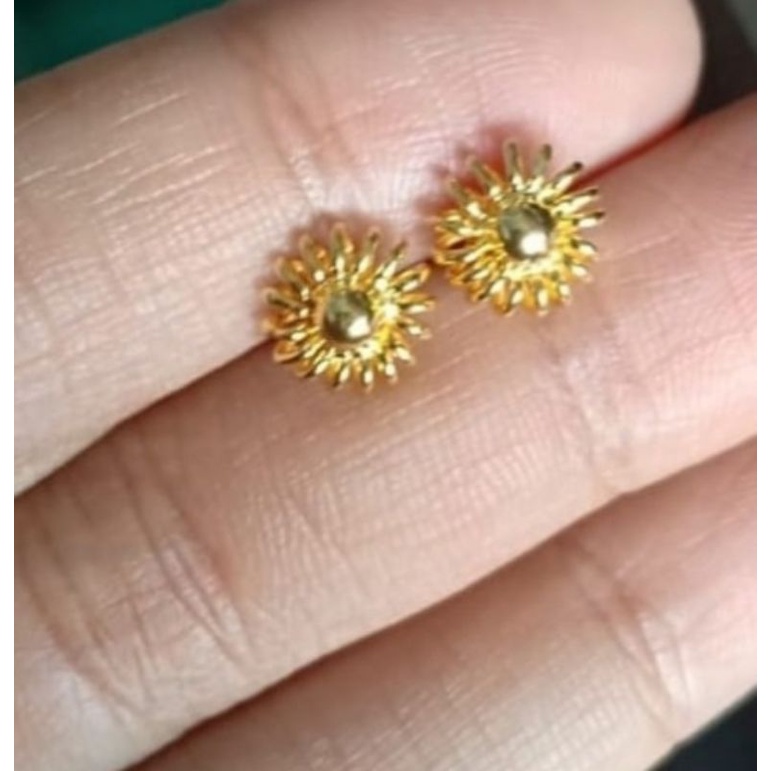 Anting bunga matahari emas 24k emas toba emas murni