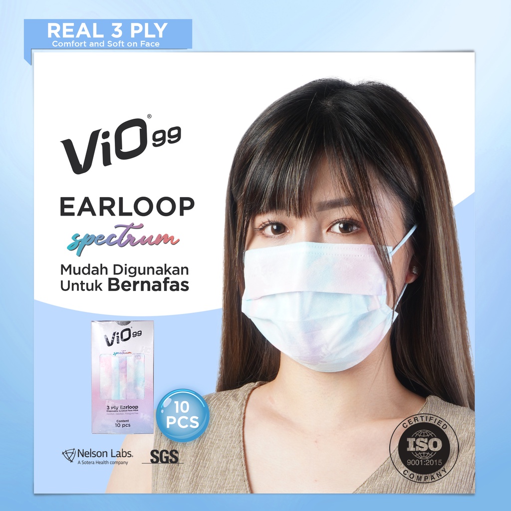 Vio Spectrum Mask '10S 3Ply Earloop Cloud masker cloud edition filtrasi 99%