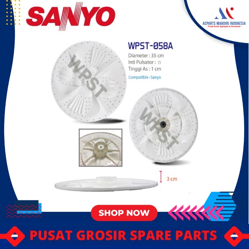 pulsator mesin cuci sanyo as kotak diameter 35cm