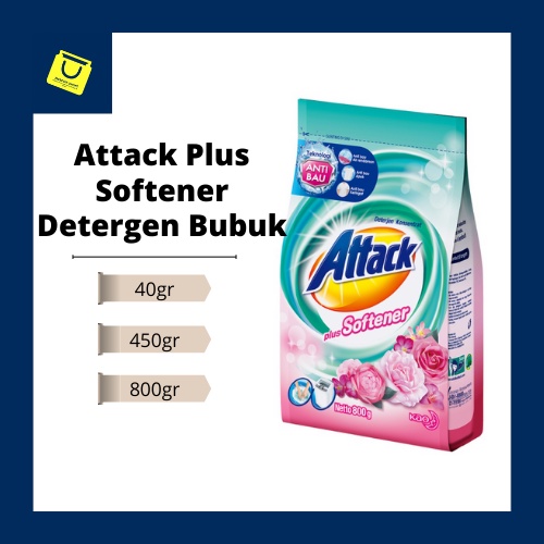 Attack Plus Softener / Deterjen Bubuk / Deterjen Attack / 40gr/ 450gr / 800gr / Kao