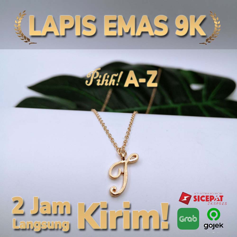 Kalung Huruf Inisial A-Z Lapis Emas 18K Kalung Swiss Tit IMN111-T--M74