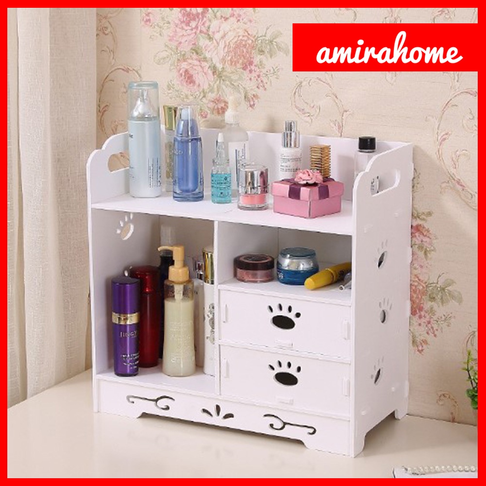 Rak Make Up Kotak Kosmetik Organizer Rak Serbaguna Storage Box MakeUp Susun Shabby Minimalis Drawer Cosmetic Serbaguna