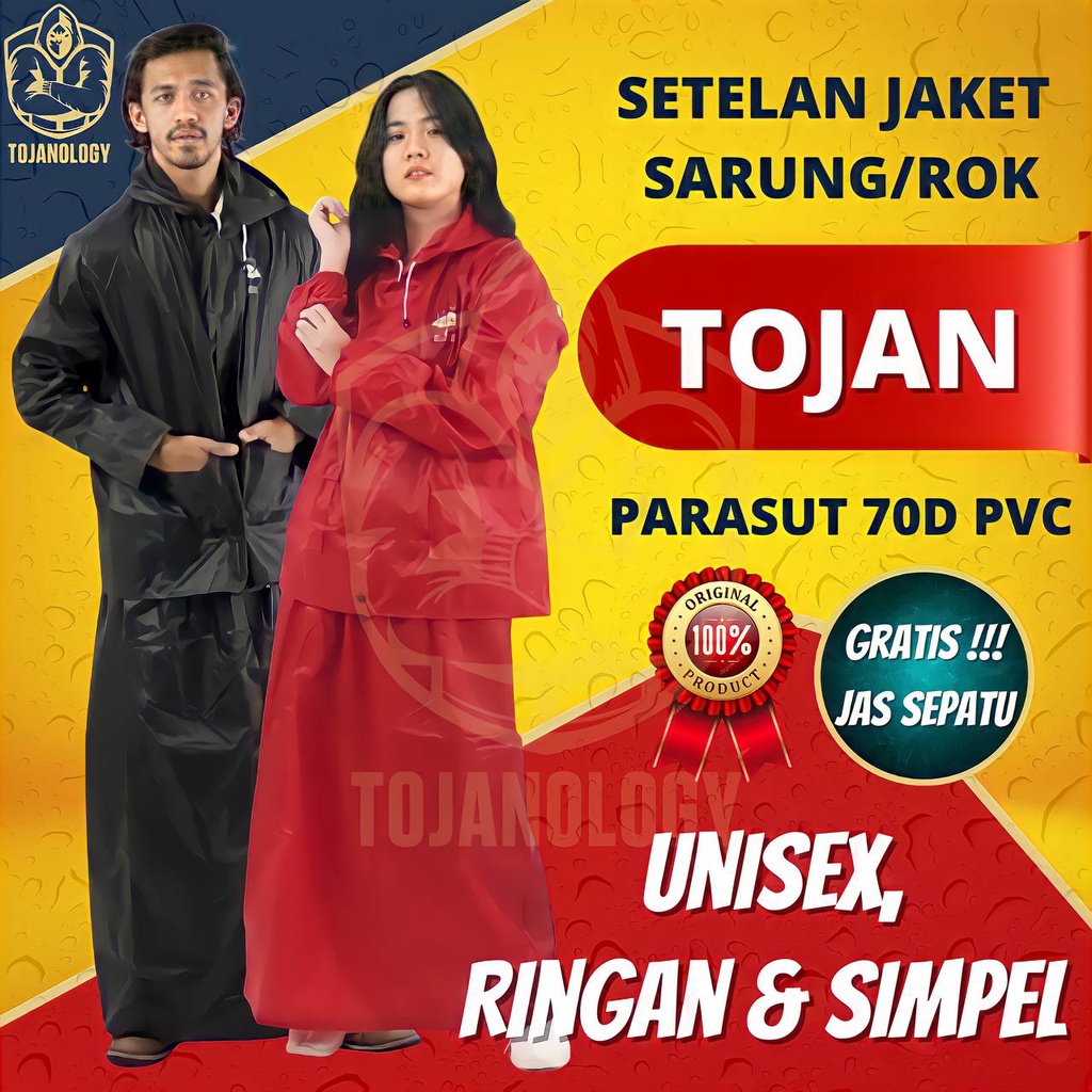 Jas Hujan Pria Wanita Mantel Hujan Jas Ujan Dewasa Raincoat Pria Wanita Tebal Keren Setelan Rok Gami