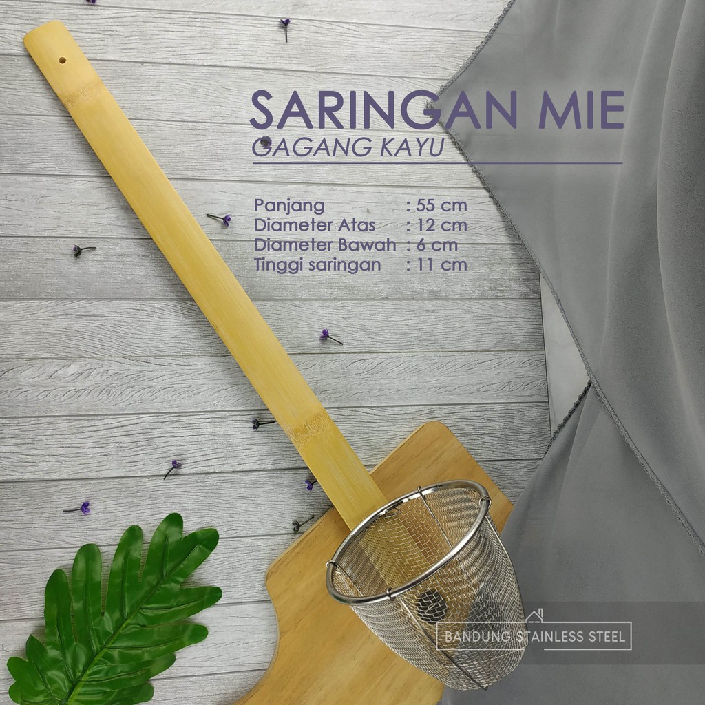 Saringan Mie Murah 12cm / Saringan Tabung stainless gagang kayu