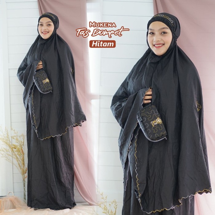 Mukena Dewasa Parasut Tas Dompet - Hitam