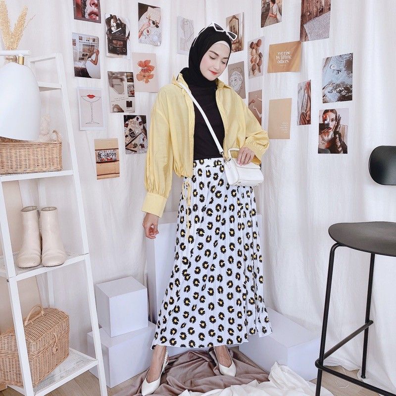 REALPICT!!!!!! ROK DAISY PLISKET HYGET - DAISY FLARE SKIRT BUNGA MURAH