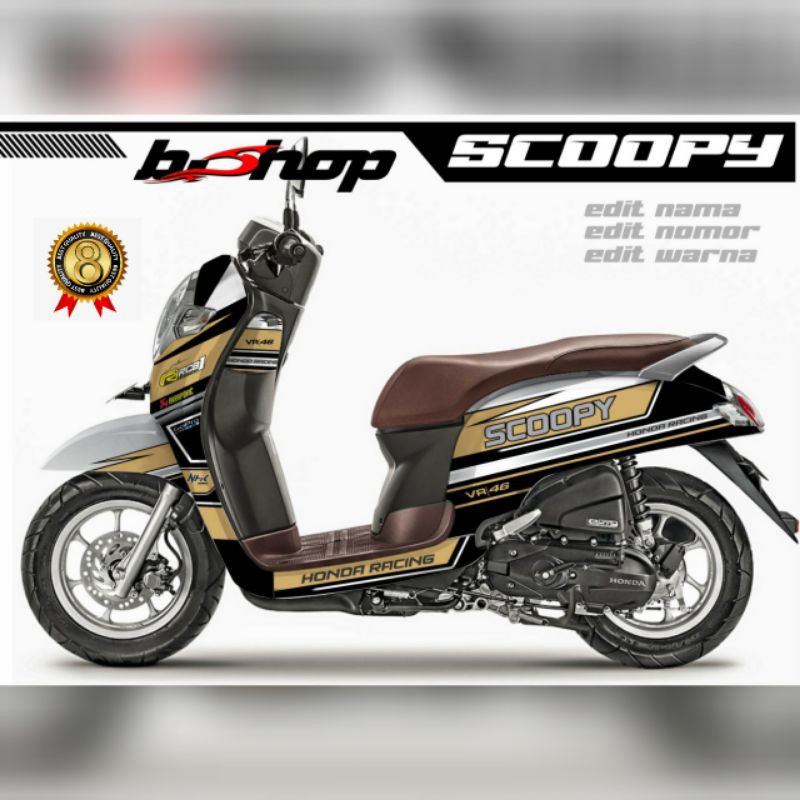 Decal Scoopy full body variasi hitam coklat honda racing