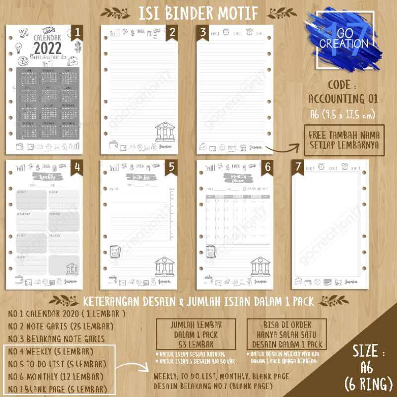 

Buku Planner isi Kertas Binder Motif Accounting Finance 01 Premium A6