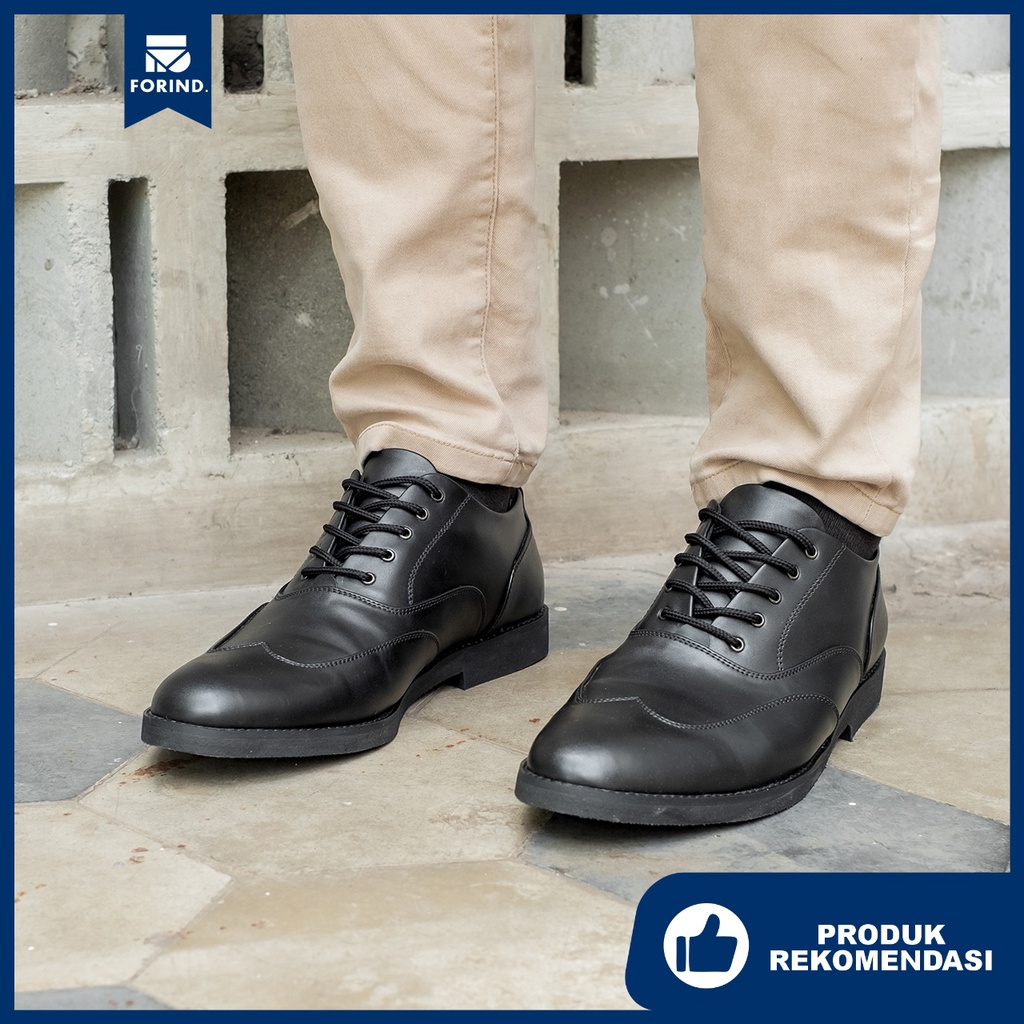 Lingard Black | Sepatu Pantofel Hitam Pria Casual Kerja Cowok Oxford Longwing Wingtip Pantofel Laki | Lvnatica x FORIND