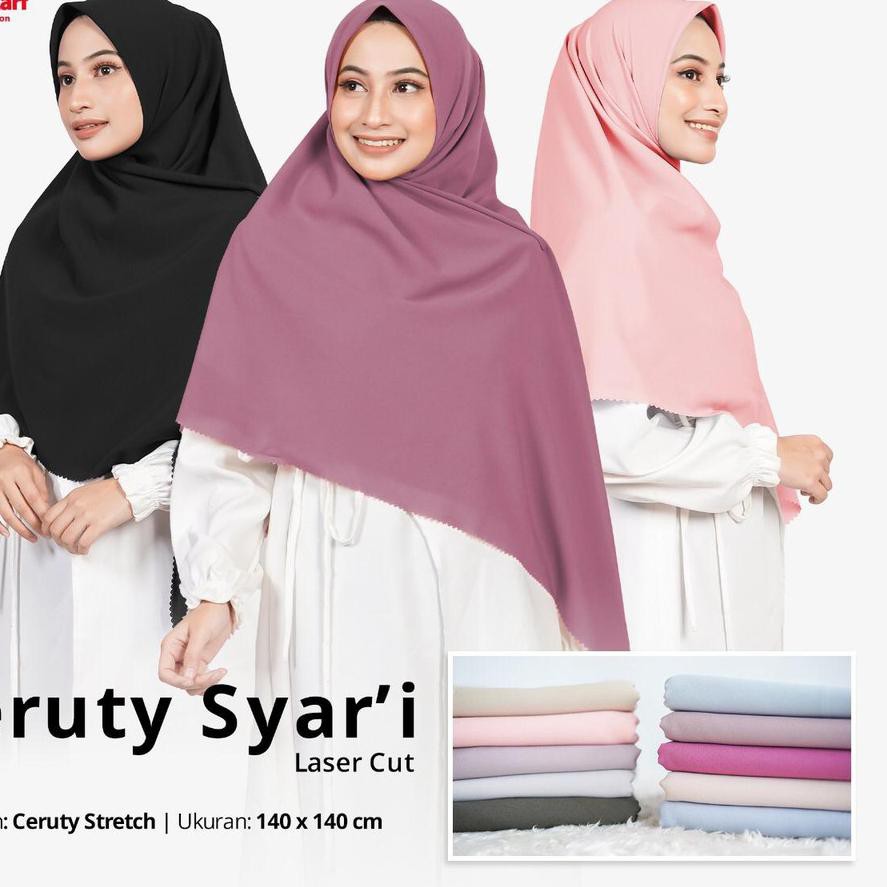 Restock Kerudung Syari segiempat polos CERUTY SYARI by Umama Scarf RANDOM WARNA jilbab segiempat jum