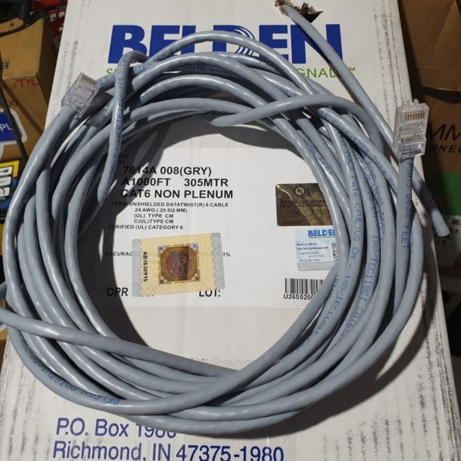 Kabel Lan Utp 10 M Belden cat 6 Original + RJ 45 + pasang