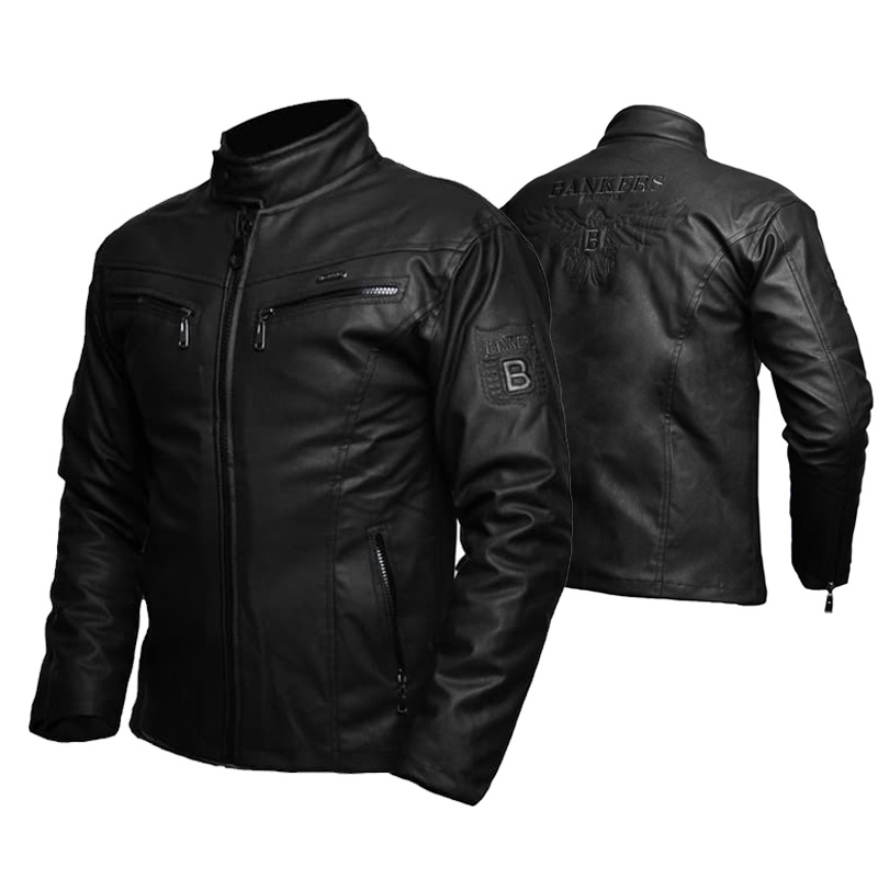 Jaket Semi Kulit Pria Original 100% Keren Bordir Premium Trendy Exclusive Full Black Brown Coffe Siz