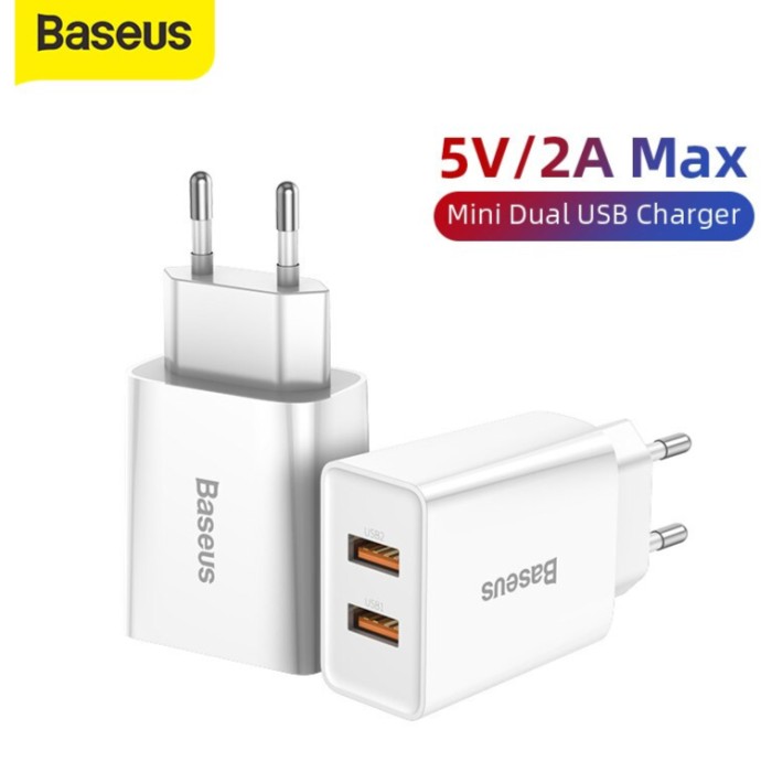 BASEUS DUAL USB ADAPTER KEPALA CHARGER HP COLOKAN ADAPTOR SAMSUNG OPPO GRAB GOSEND INSTAN MEDAN