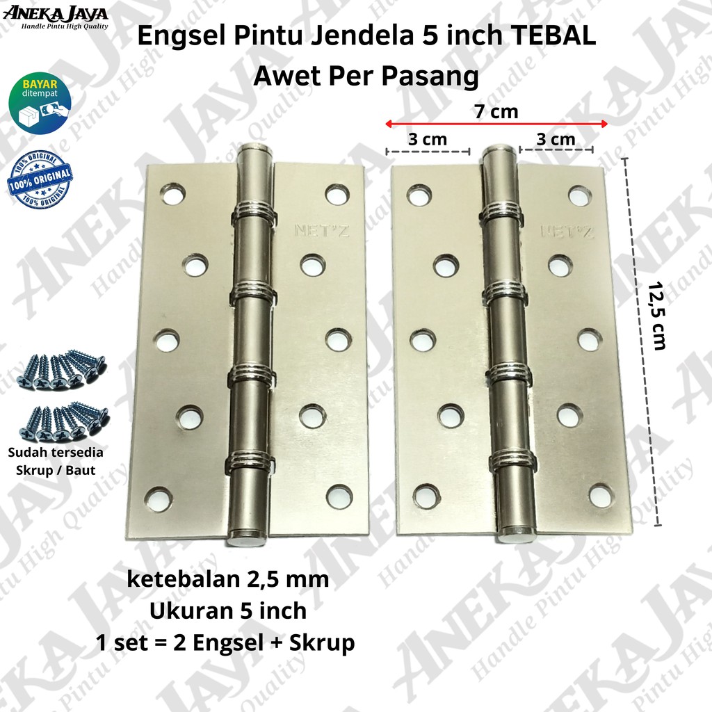 Engsel 5 inch / Engsel lubang 5  - Lubang 4 Engsel Daun pintu Besar &amp; pintu kupu tarung