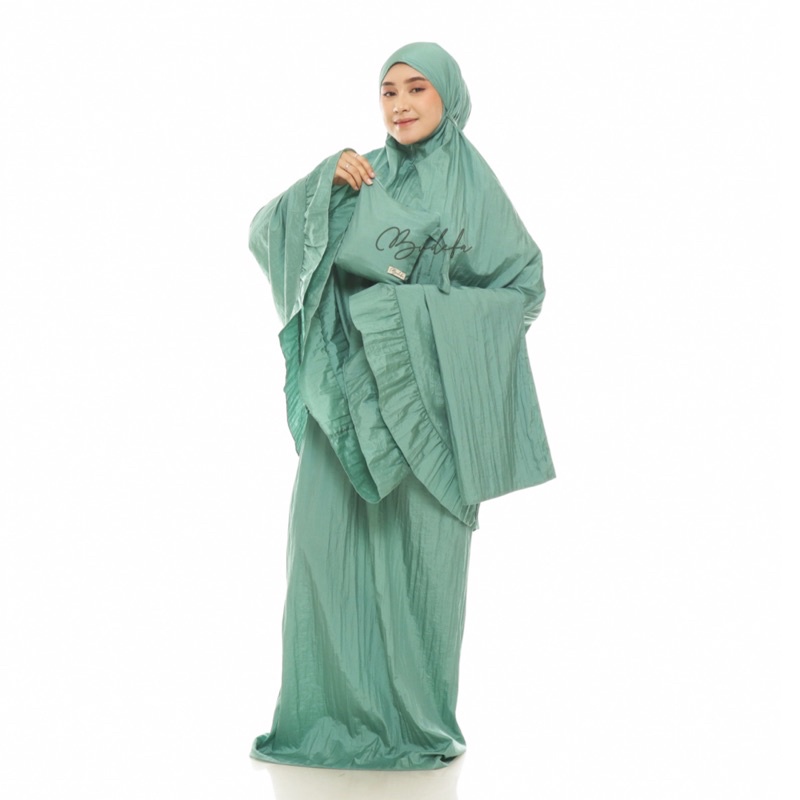 (EXCLUSIVE) Mukena Travelling 2in1 Set Sejadah Warna Hijau Wardah