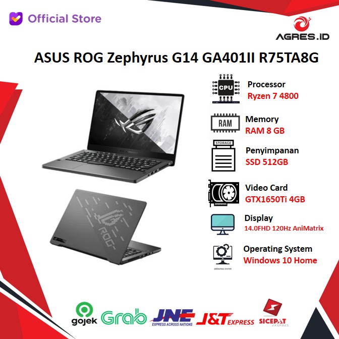 Asus ROG Zephyrus G14 GA401II R75TA8G R7 4800 8GB 512ssd