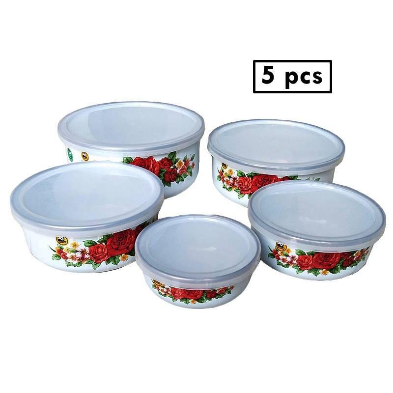 Maspion Mangkuk Mixing Bowl 5 pcs Porcelain Enamel + Tutup / Rantang