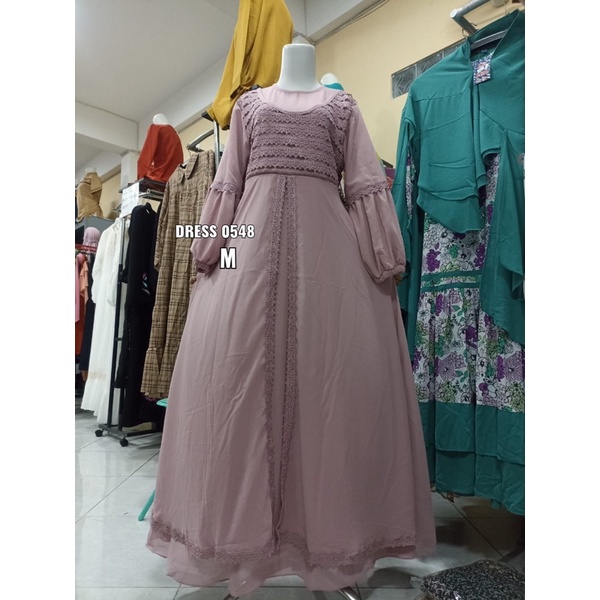 Gamis Dewasa | Dress Dewasa | Baju Wanita Muslimah | Gamis Brukat Kombinasi