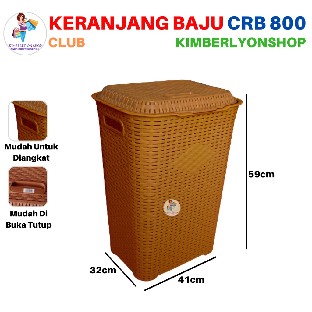 Keranjang Baju Pakaian Serbaguna Laundry Basket Plastik CRB 800 Club