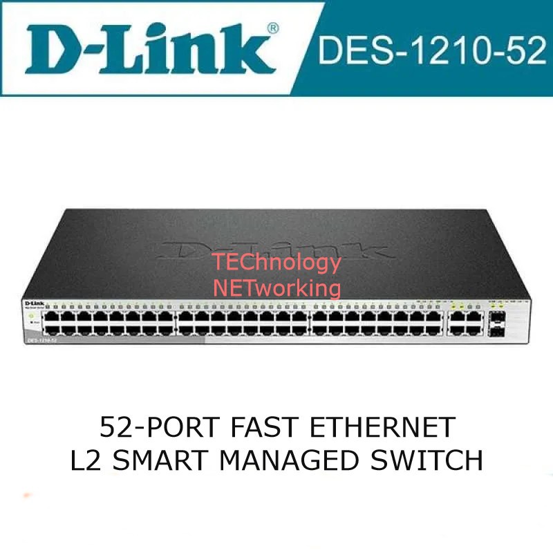 D-LINK DES-1210-52 : 48 Port 10/100 + 2 Gigabit / SFP Managed Switch