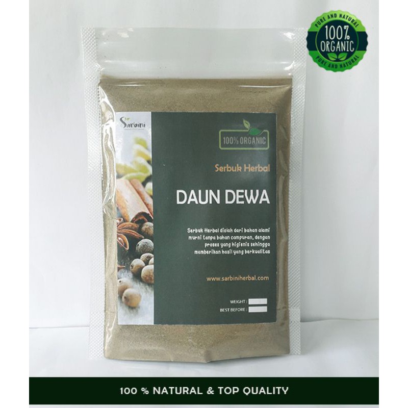 

Bubuk Daun Dewa 1000 gram 100% tanpa bahan campuran dan dijamin Murni / Serbuk Daun Dewa 1 kg