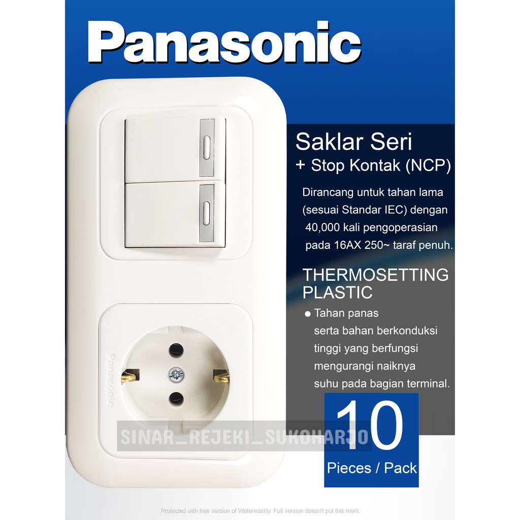 Panasonic IB Stop Kontak NON CP + Saklar Seri Warna Putih Inbow Tanam WEJ5531 + WEJ11312-7