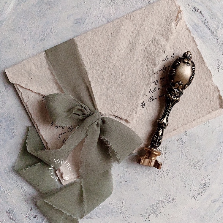 

Silk Ribbon Sage Green *TANPA ROLL KAYU*| Wedding Styling Calligraphy Ribbon | Pita by Petite Lapine