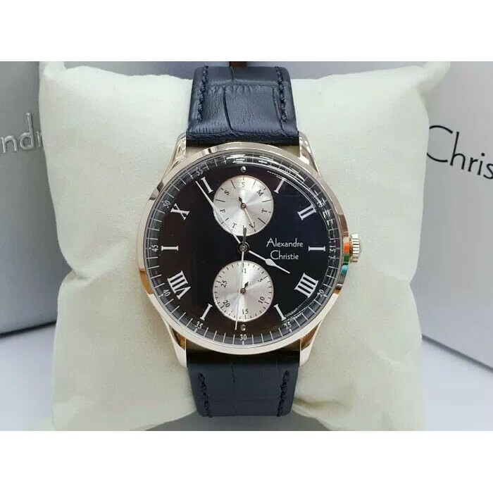 ALEXANDRE CHRISTIE WATCH AC 6437 PRIA SOFT ROSEGOLD BLACK ORIGINAL