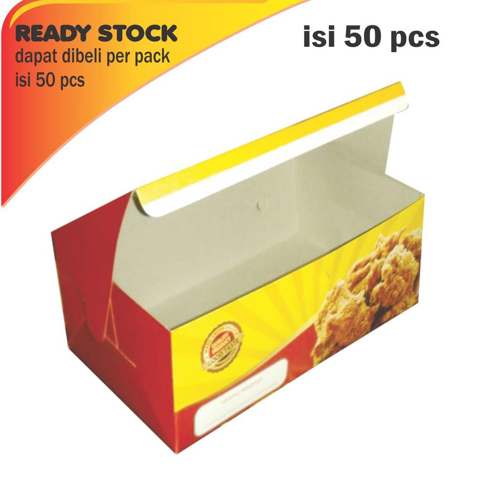 

Nw4> Box Fried Chicken / Dus Fried chicken 19x11.5x7 cm ISI 50 pcs/pack(ready)jN5>