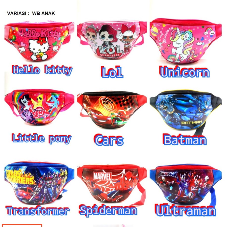 (BAJ] TAS PINNGANG ORIGINAL ANAK FASHION MURAH / WAIST BAG 9037 KARAKTER IMPORT TERMURAH - TA048