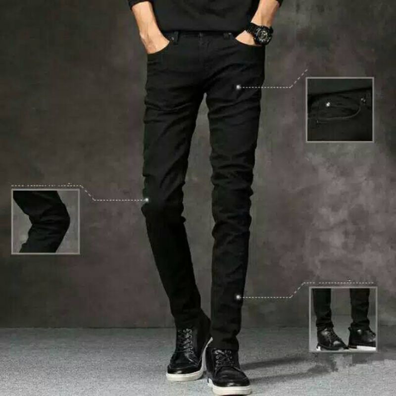 CELANA JEANS SLIM FIT SKINNY PENSIL KARET MELAR