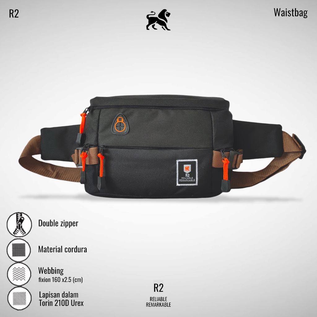 Tas Pria Terbaik / Terlaris / Tas Pinggang Pria R2 006 / Waistbag Unisex Polos