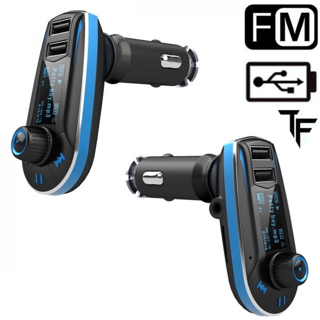 Car FM MP3 Modulator with USB Charger 2.1A for Smartphone - 618C-Black/blue